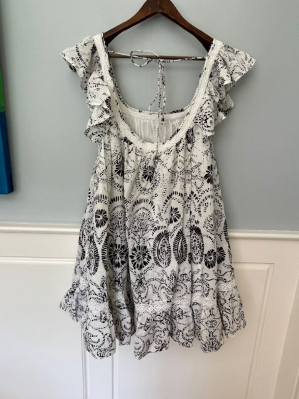 Maeve Anthropologie Flutter-Sleeve Cotton Paisley Mini Dress Plus Size 2X - Picture 8 of 10